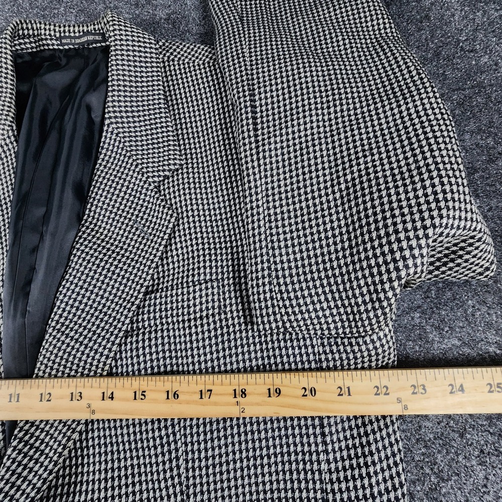 Tom James Blazer Mens 44R Black White Houndstooth 100% Wool Sport Coat 2-Button - Picture 11 of 15